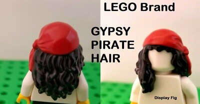 LEGO Minifigure Gypsy Long Black Hair Red Bandana Girl Pirate Dancer Party  Wig