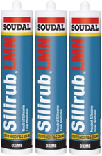 Soudal Silirub LMN Neutral Silicone Sealant Anthracite Grey 300ml x 3