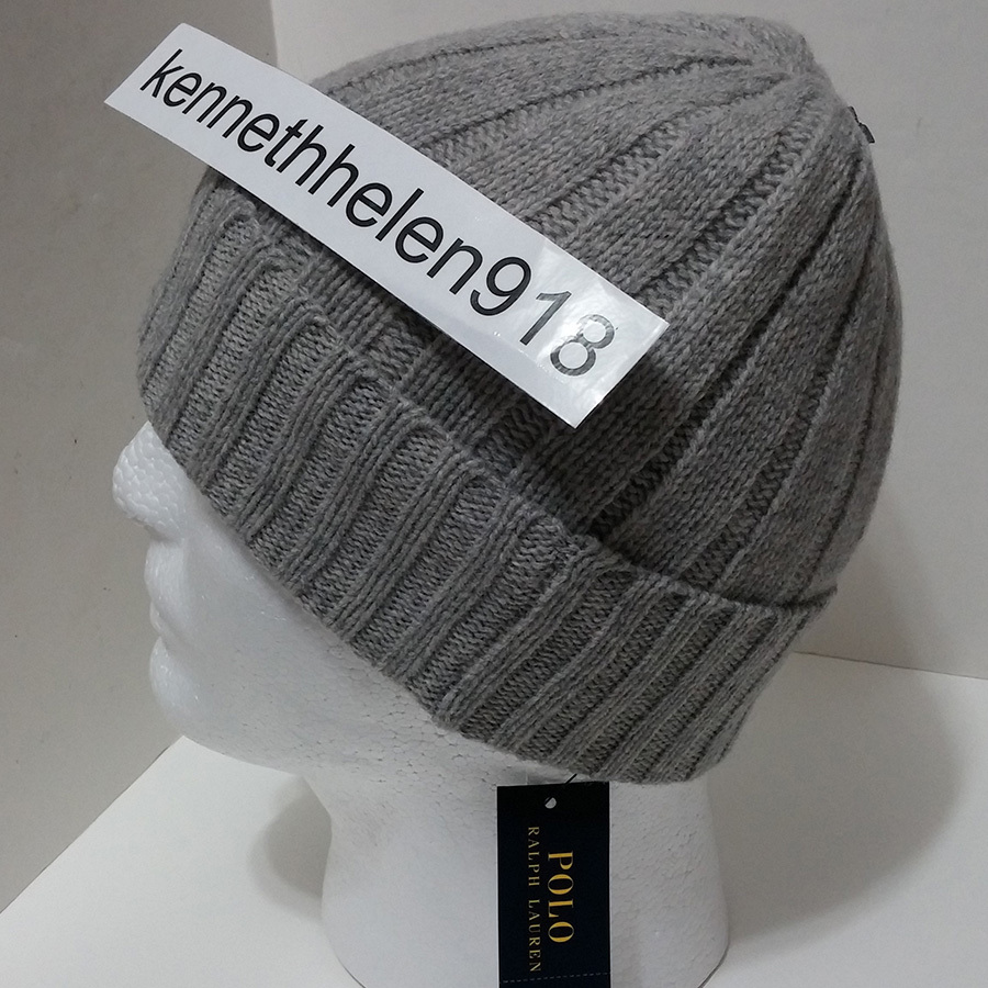 POLO RALPH LAUREN INVERNALE LANA PONY LOGO BERRETTO DA UOMO GRIGIO CHIARO PONY MARINO