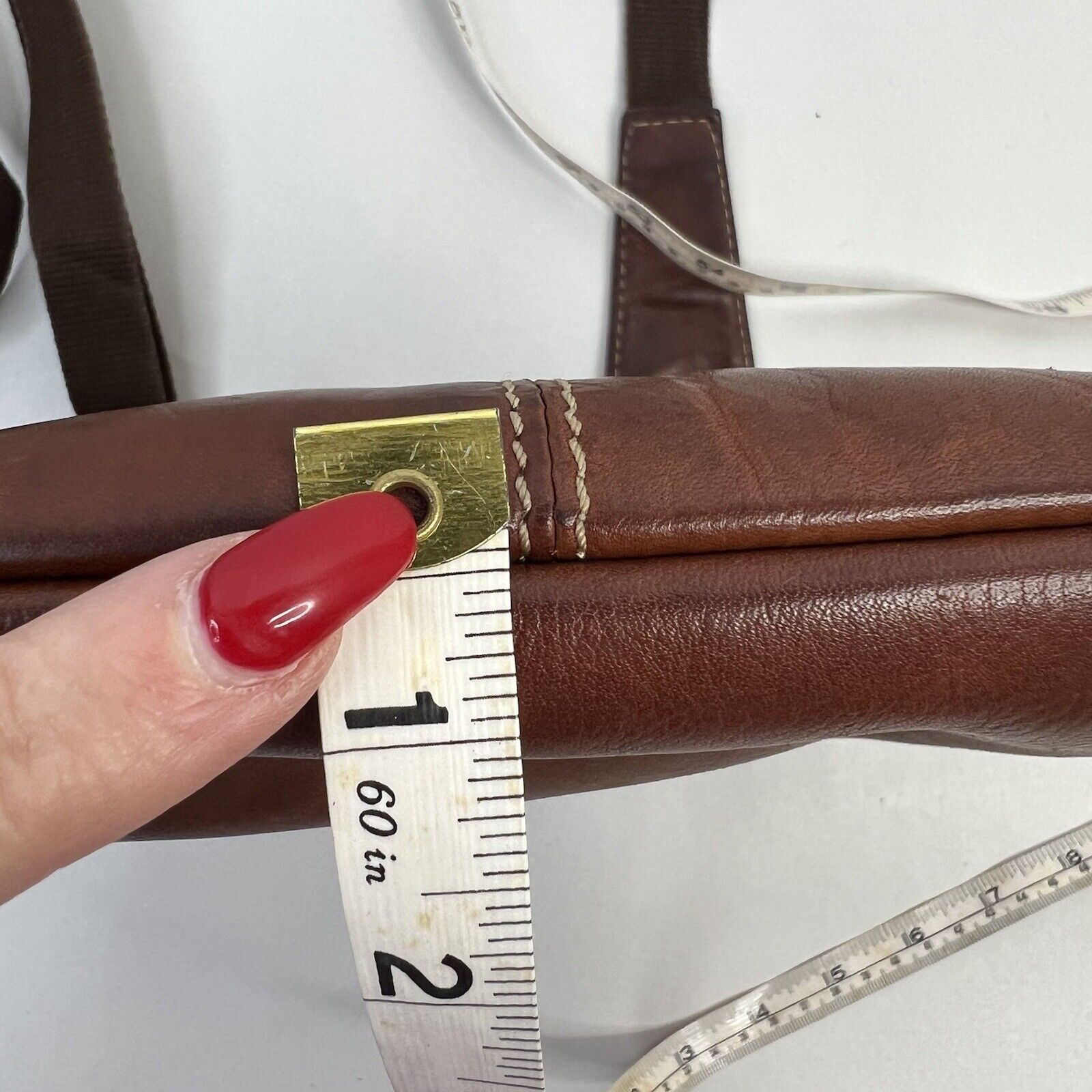 Loubs Leather Brown Distressed Crossbody Handbag … - image 13