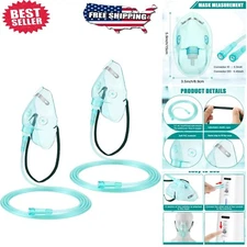 2 Pack Oxygen Mask for Face Adult with 6.6' Tube & Adjustable Elastic Strap -...