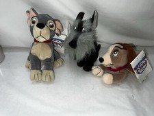Disney Store Lady Tramp Jock Lot of 3 VTG Bean Bag Plush 8" with Tags B22