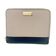 Kate Spade Madison Medium Compact Bifold Wallet Hazelnut Black Leather KC511