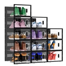 BALEINE 12 Pack Stackable Shoe Storage Boxes Fit Size 9, Thickened ... Fast Ship