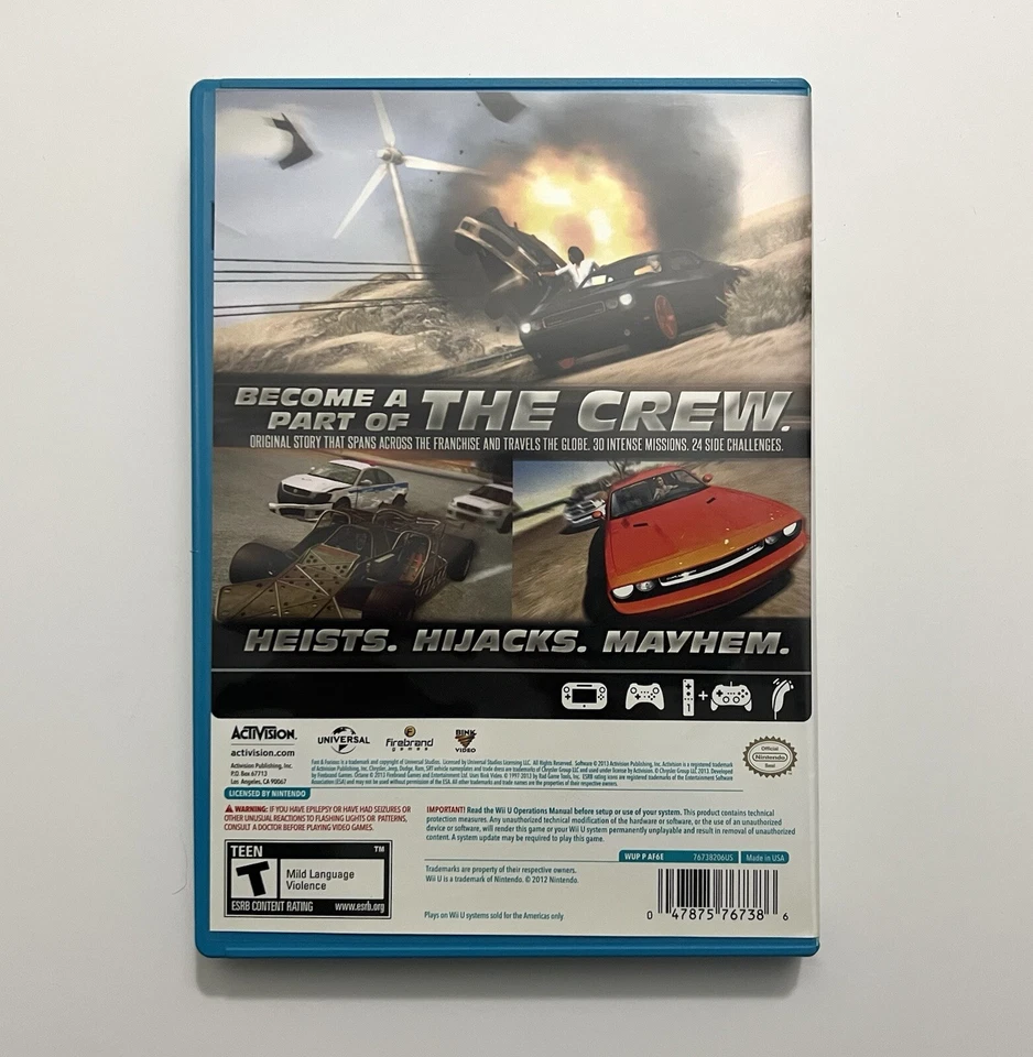 Fast & Furious Showdown - Nintendo Wii U - Activision Racing - NEAR MINT - Image 2 of 2