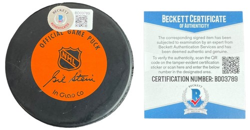 ED BELFOUR SIGNED CHICAGO BLACKHAWKS IN GLASCO GAME PUCK BECKETT COA BD03789 - Picture 2 of 2