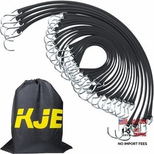 20Pack (15", 21", 31") Rubber Bungee Cords with S Hooks - EPDM Heavy Duty