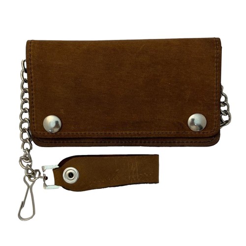 Cartera de camionero de cuero marrón para hombre con cremallera y cierre a presión - Bicicleta duradera - Imagen 8 de 11
