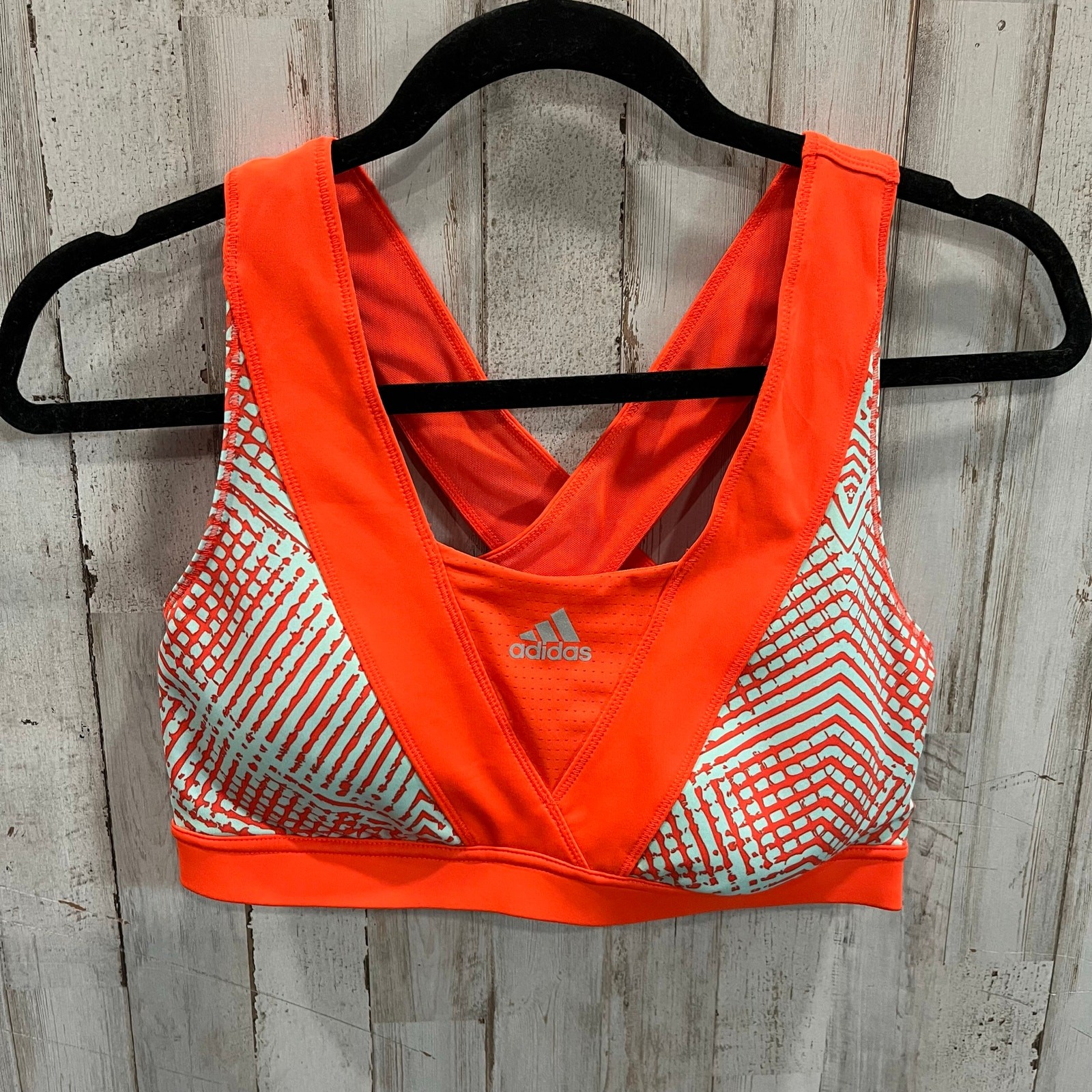 Adidas Red Orange Patterned Cross Back Padded Spo… - image 1