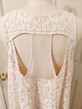 Free People Ivory Lace Sleeveless Mini Dress w/ Cutouts- Size M & Free Beauty