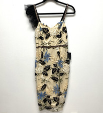 Lulus Show Stopper Embroidered Sequin Bodycon Midi Dress Womens Cream XS NWT