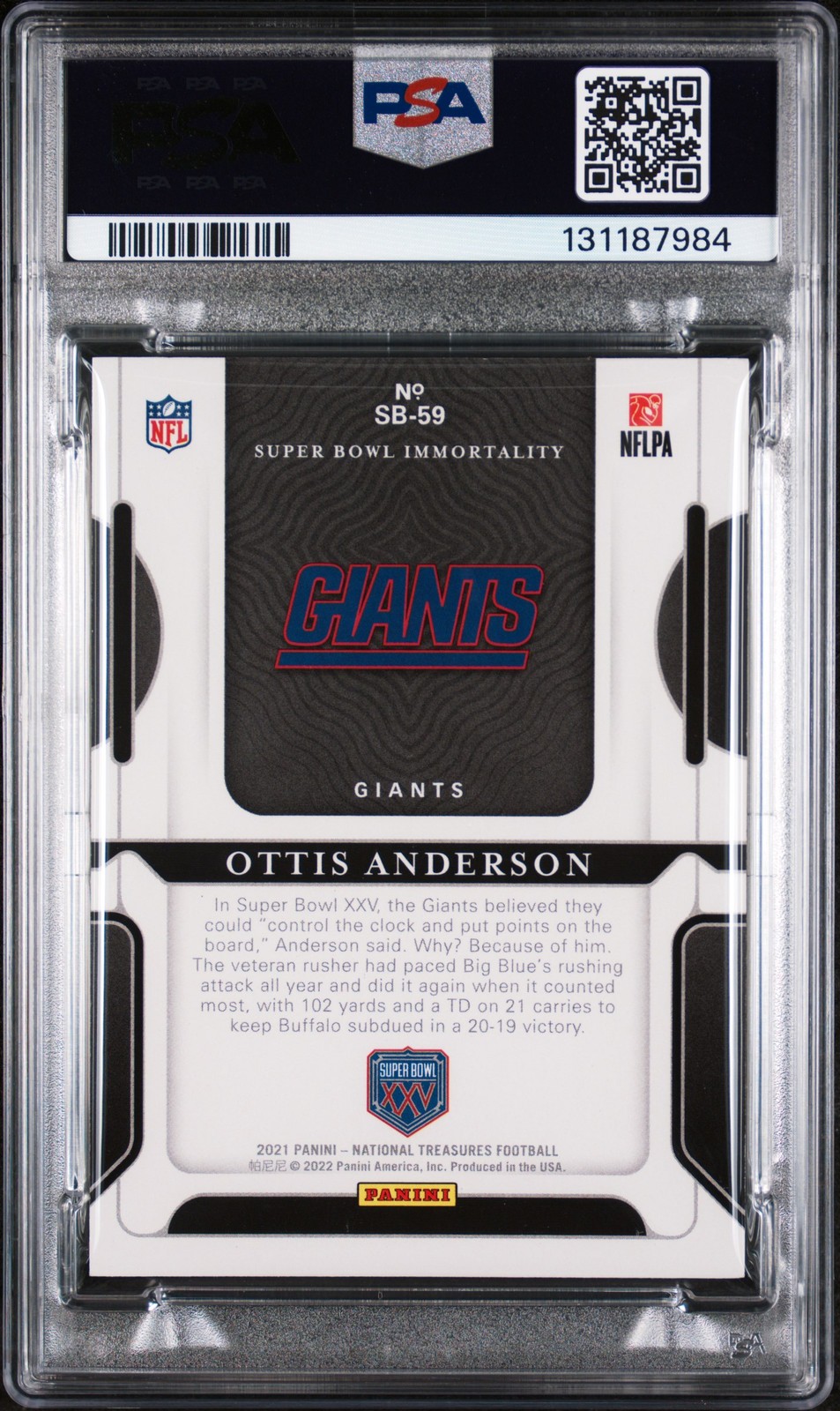 2021 NATIONAL TREASURES SUPER BOWL SILVER OTTIS ANDERSON 15/25 PSA AUTH AUTO 9 view 2