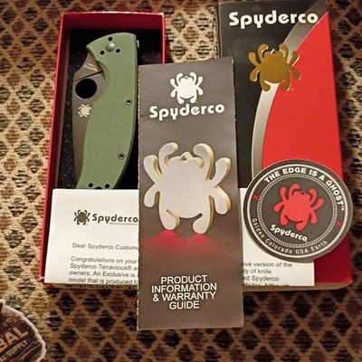 Spyderco Tenacious Green G10 Plain Drop Point Stainless Blade Liner Lock