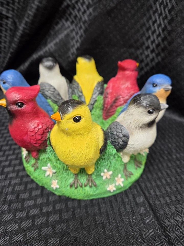 Decorative Bird Bowl Garden Statue Figure 10" Cardinal Bluebird Canary Sparrow - Image 3 of 4