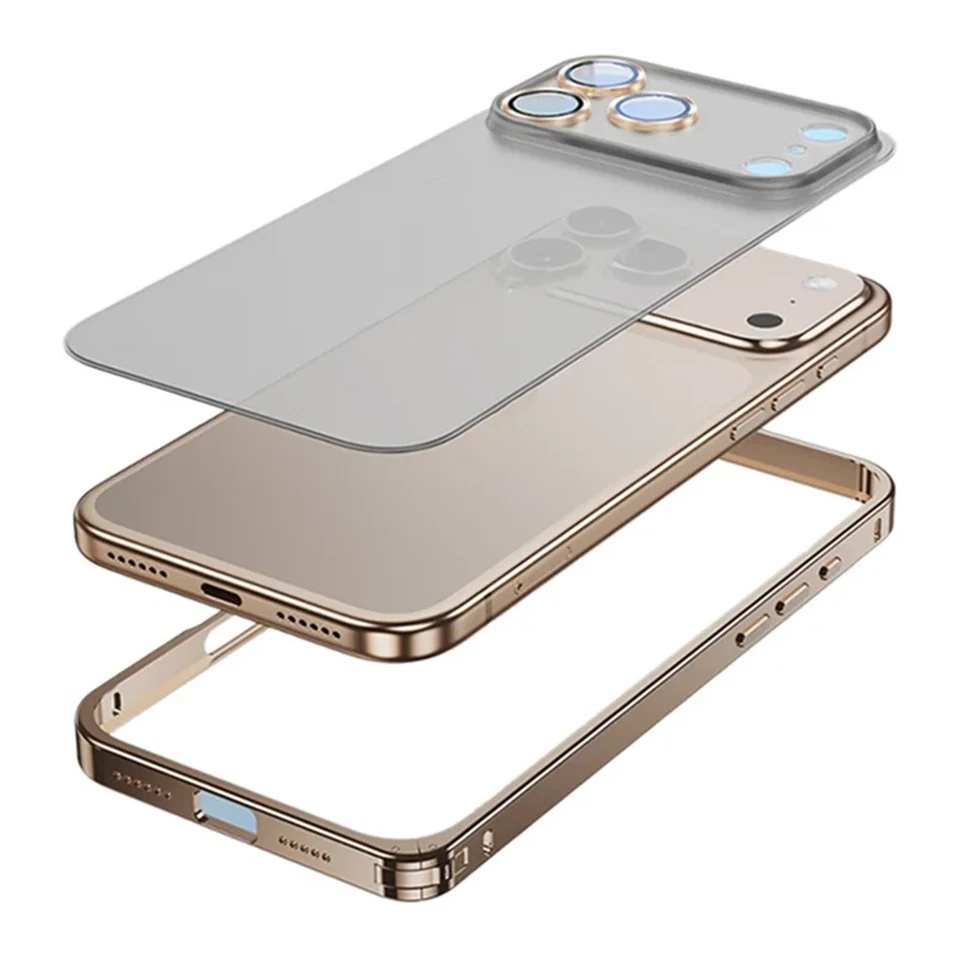 Funda protectora de lente transparente mate con marco de metal para iPhone 17 Pro Max Foto 2 de 4
