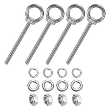 4-Sets Stainless Eyebolt M6x80mm Shoulder Lifting Eye Bolt with Nuts Washers