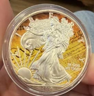 2014 American Eagle Colorized Gilded Coin .999 Silver Declaration Independence