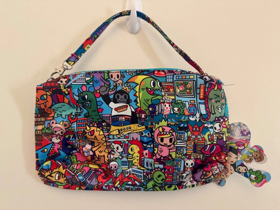 RARO NOVO JuJuBe Tokidoki Kaiju City Padrão Raro HTF Be Bolsa Rápida Azul-petróleo  - Imagem 3 de 4