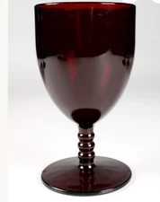 Anchor Hocking  Monarch Royal Ruby WATER GOBLET Ball Stem Red Galss Vintage