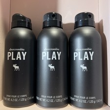 3x Abercrombie Fitch A F "PLAY" Body spray 4.2 oz Mens Boys Teen Fragrance
