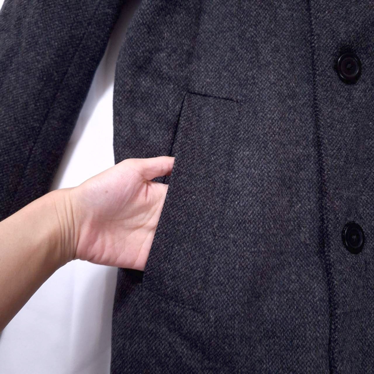 Marc Anthony Double Breasted Wool Blend Peacoat Men's Size L Dark Gray Preppy