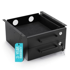 Under Desk Drawer Slide-Out Lockable Metal Storage Double, Matte Black