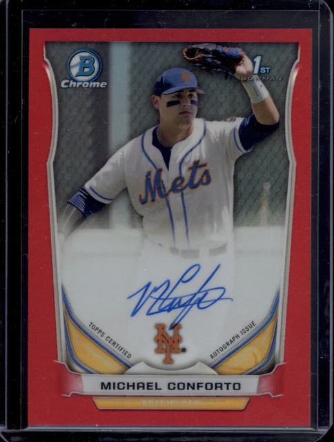 2014 Bowman Chrome Entwurf Plektren Michael Conforto True Red Refraktor 1. Auto /5
