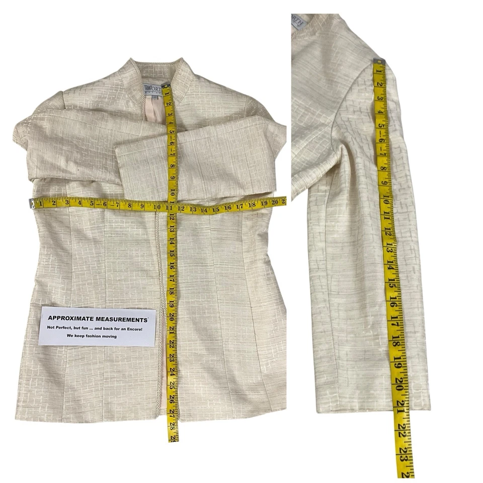 Blazer Worth para mujer talla 14P chaqueta crema oficina corpcore carrera trabajo ropa Foto 2 de 4