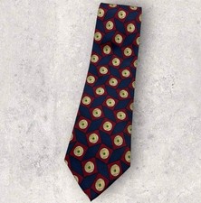 NEW BURBERRYS Men's Silk Tie USA LUXURY Blue Burgundy Gold Geometric W:3.8"