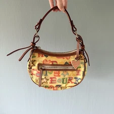 VTG Dooney And Bourke Purse Leather Colorful Y2K Graffiti Small All Over Print