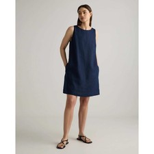 Quince 100% European Linen Tank Mini Dress Navy Blue Medium NWT