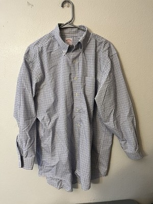 Brooks Brothers L/S Shirt Mens Blue White Gingham Plaid Check Sz 17-2/3