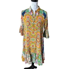 Johnny Was Braemar Eleon Dress Silk Floral Colorful Womens Xsmall NWT