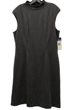 Chaps Woman’s Gray Thicker Crew Neck Midi Dress