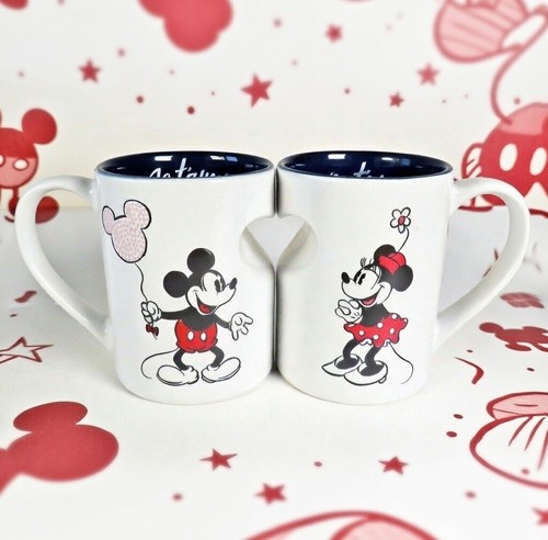 Disney Mickey & Minnie I Love You Je T'aime Valentines Mugs