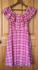 Umgee Women's S Red Gingham 100% Cotton Cottagecore Milkmaid Farmcore Dress