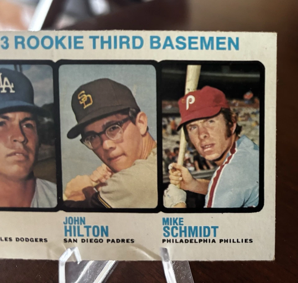 1973 年 Topps #615 - Mike Schmidt、Ron Cey、John Hilton 新秀卡名人堂 — 第 3/4 张图片