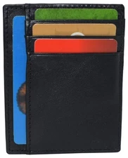 Swiss Marshall RFID Blocking Front Pocket Leather Slim Credit Card Case...