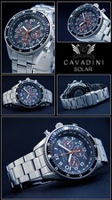 Watch Chronograph Cavadini Solar Eco-Friendly Stainless Steel 10Bar CV-2015