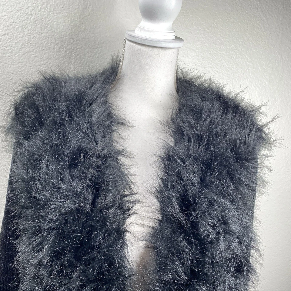 Abrigo Blazer Lisa International Para Mujer Negro Talla XL Borde de Piel Sintética Mob Wife De Colección Foto 4 de 4