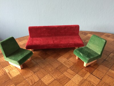 Sofa Sessel Hermann Rülke 60er Puppenstube Puppenhaus 1:12 dollhouse couch