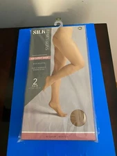 NEW SIZE XL SILK IMPRESSIONS SHEER SUPPORT 40D RICH TAN HIGH WAISTED 2PK
