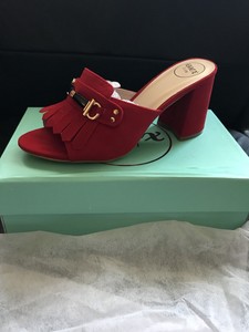 red velvet mules