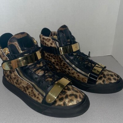 Giuseppe Zanotti Calf Hair High-Top Leopard Shoe sneakers size 43
