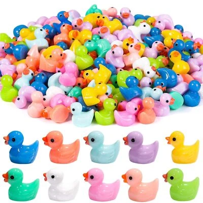 JOISHOP 120pcs Mini Ducks, 10 Colors Resin Tiny Ducks Little Plastic Ducks Small