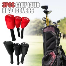 3Pcs Golf Club Head Covers Set Driver 1/3/5 Fairway Wood Headcovers Protector.