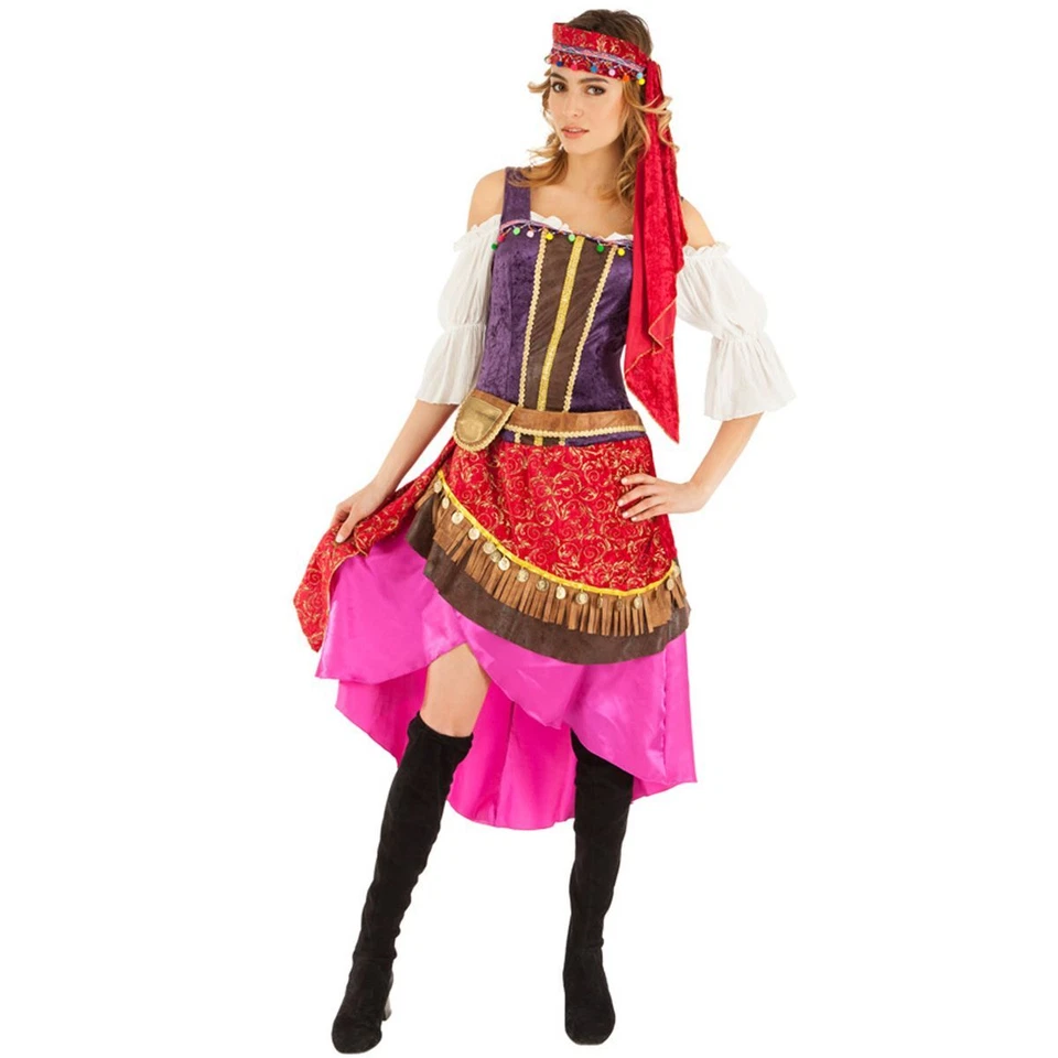 Zigeunerin Kostüm Gypsy Esmeralda für Damen Gr. S-L Kleid bunt Märchen Fasching - Bild 1 von 1