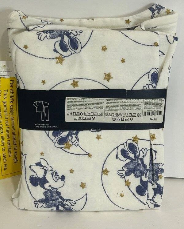 Gap Kids Disney Collab PJ Conjunto Calça Manga Longa Minnie Mouse Lua Ouro Estrelas Novo - Imagem 4 de 4