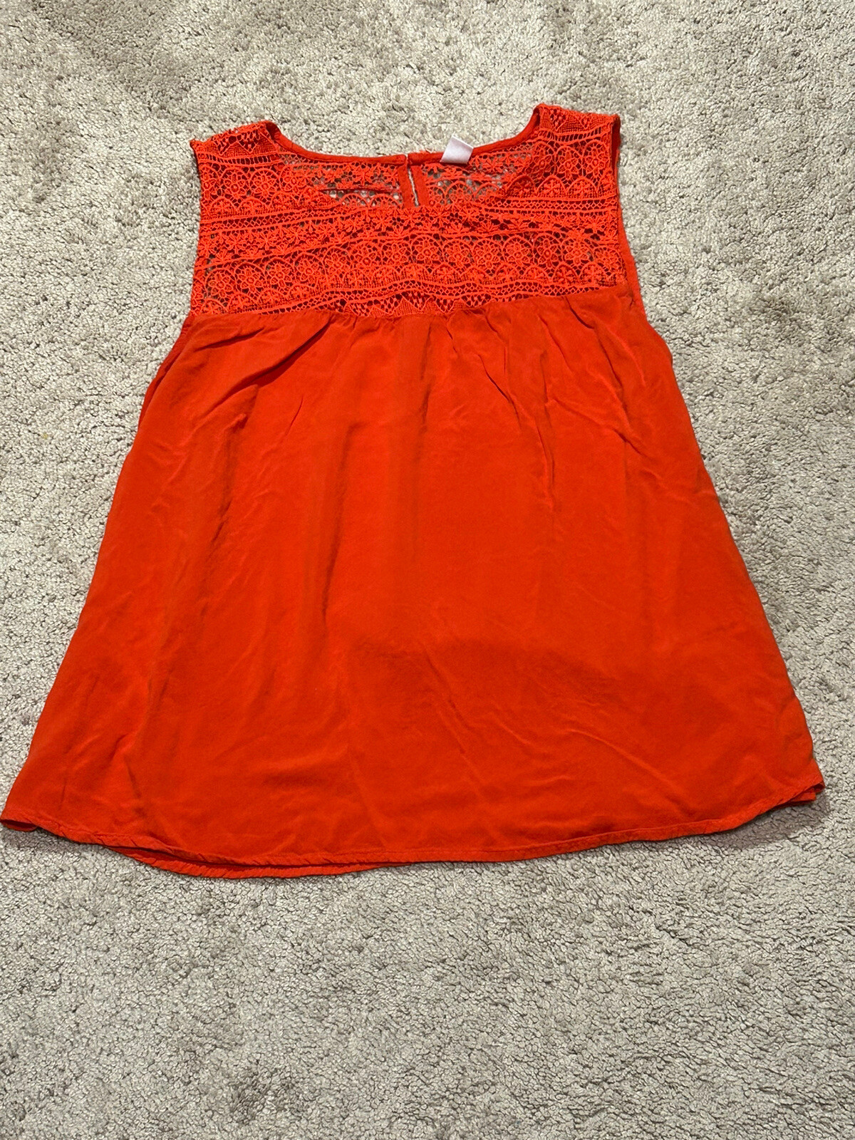 Old Navy Womens Shirt Size Large Red Crochet Neckline Flowy Classic