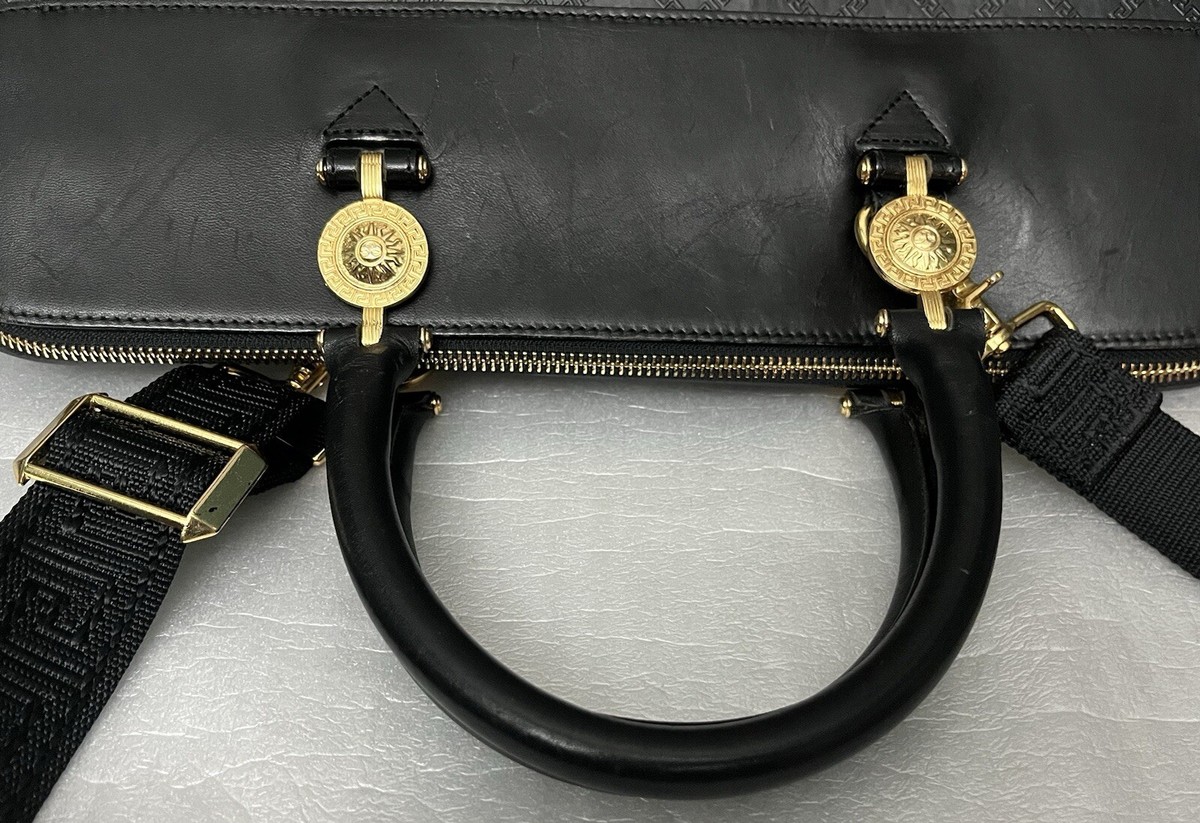バッグ VERSACE Sunburst Logo Leather Handbag VERSACE Vintage Sunburst Logo Tote Bag 2WAY Handbag Shoulder
